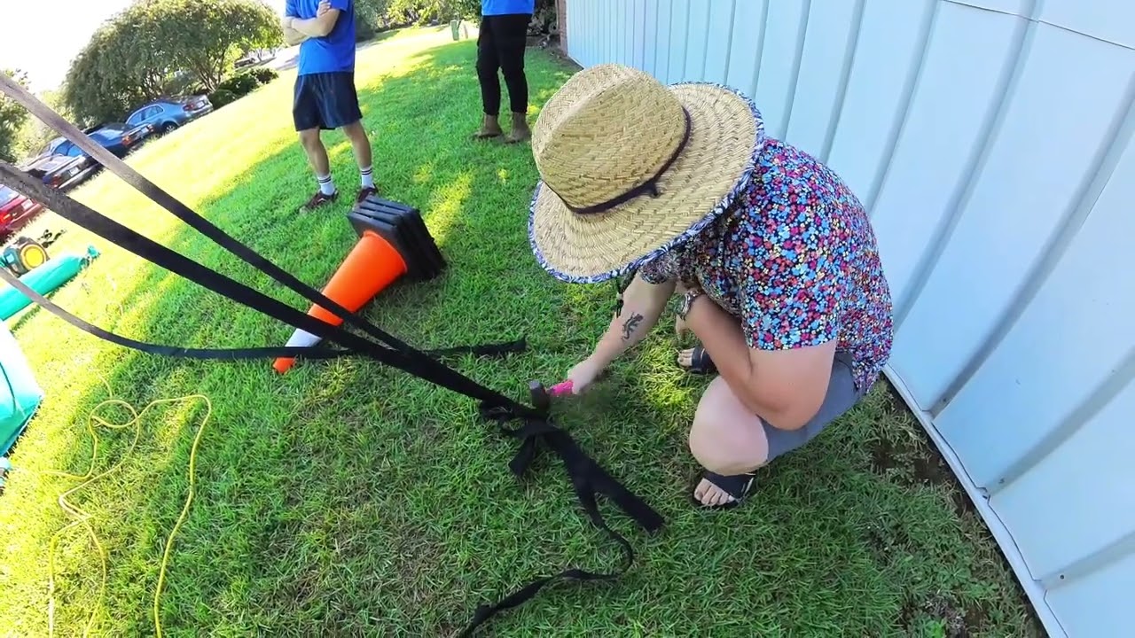 How to make a slip knot and stake down side straps and slide