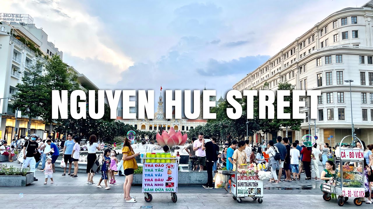 Embark on an engaging stroll down the vibrant Nguyen Hue Walking Street.