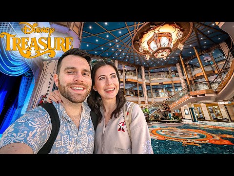 Boarding The Disney Treasure: NEWEST & Most EXPENSIVE Cruise Ship! Sail Away, Concierge, & Dinner!