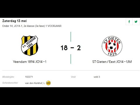 Voetbalwedstrijd 13-05-2023 JO14-1 Veendam 1894 tegen VV Gieten