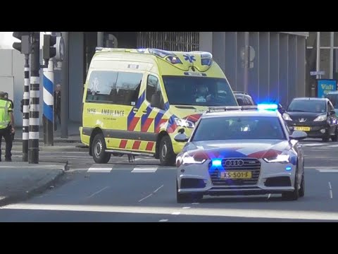 Spoedtransport: Verkeerspolitie Rotterdam begeleid Ambulance 16-156 naar EMC Rotterdam! (679)
