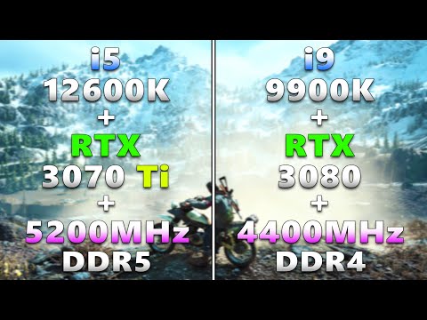 Core i5 12600K + RTX 3070 Ti + 5200MHz DDR5 vs Core i9 9900K + RTX 3080 + 4400MHz DDR4