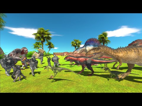 CARNIVORE DINOSAURS VS MUTANT PRIMATES ⚔️ BATTLE ROYALE  - Animal Revolt Battle Simulator