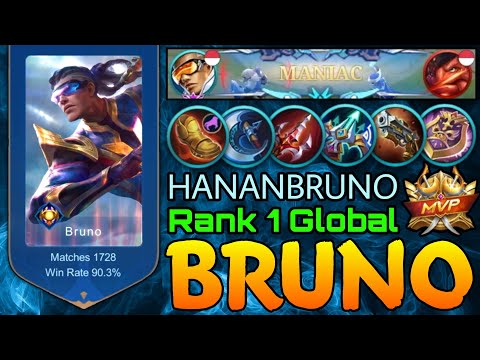 MANIAC! Bruno 90% Win Rate! - Top 1 Global Bruno by HANANBRUNO - Mobile Legends