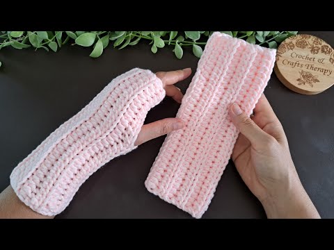 How to Crochet Easy Fingerless Gloves Mitts DIY Tutorial | Crochet & Crafts Therapy