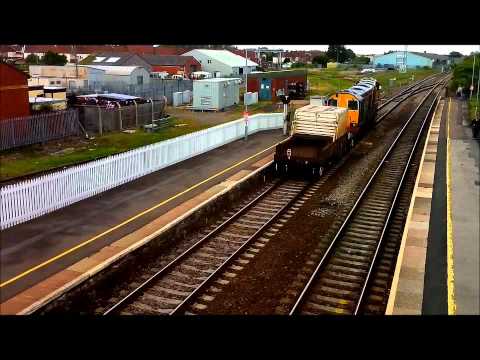 Two Class 20's and nuclear flask at Bridgwater Station