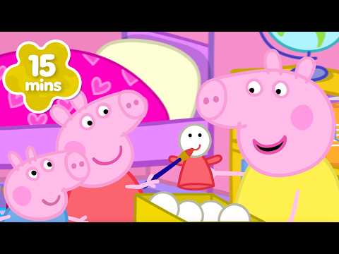 Peppa Pig in Spanish 🎨 Peppa and George PAINT PUPPETS! | Crafts | Full Episodes | 15 Mins