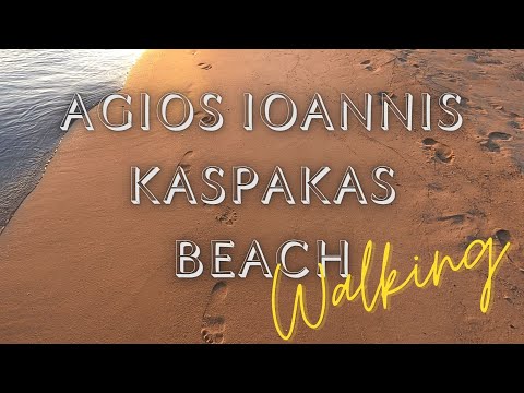 Agios Ioannis Kaspakas beach walk during sunset in Lemnos island, Greece