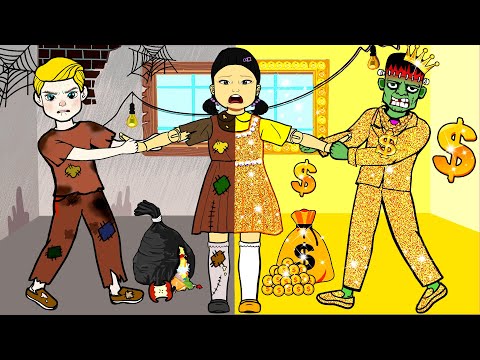 Oh! Who Can Marry Squid Game Doll? - Rich And Poor Contest | DIY Paper Dolls & Cartoon