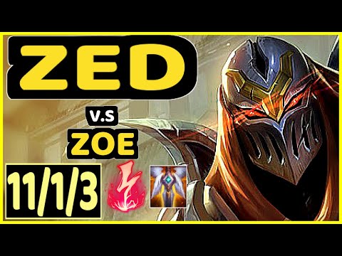 ZEDXSMURF (ZED) vs ZOE - 11/1/3 KDA MID GAMEPLAY - EUW Ranked GRANDMASTER