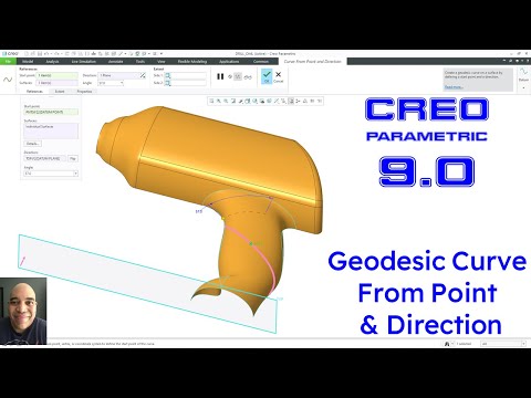 Creo Parametric 9.0 - Geodesic Curve from Point and Angle