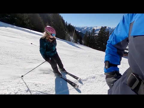 St. Johann in Tirol, Austria, skiing the black 7a challenge