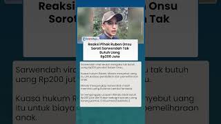 Reaksi Pihak Ruben Onsu Soroti Sarwendah Tak Butuh Pemberian Uang Rp200 Juta