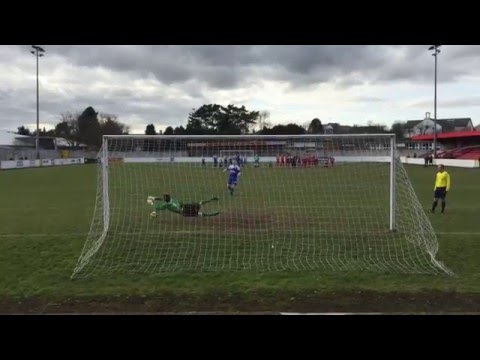 Ross McKnight super penalty save for Ballyclare Comrades v Albert Foundry