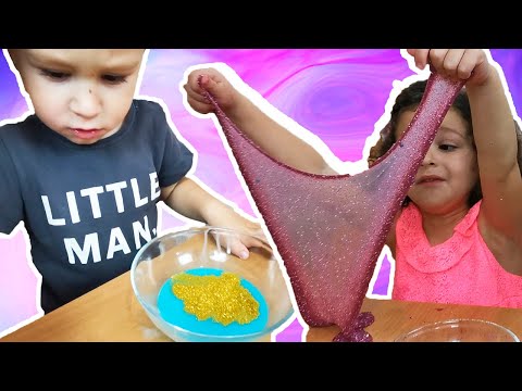 Делаем слайм ПЕРВЫЙ РАЗ! Что же у нас получится? Мария и Никос делают слайм своими руками