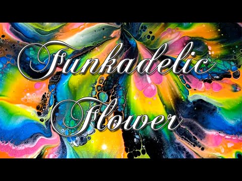 (085) Funkadelic Flower ~ Cup Bottom Reverse Dip Flower ~ Acrylic Pour Fluid Art