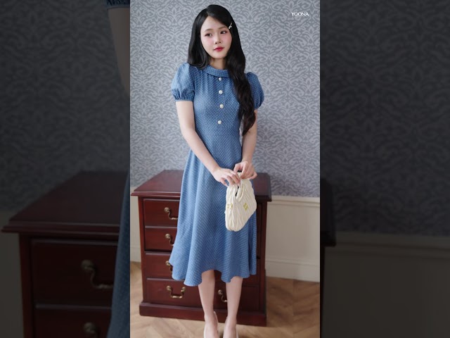 PH10X012 - Đầm đũi vân chéo tim nhí