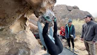 Video thumbnail of The Fang, V4. Sad Boulders