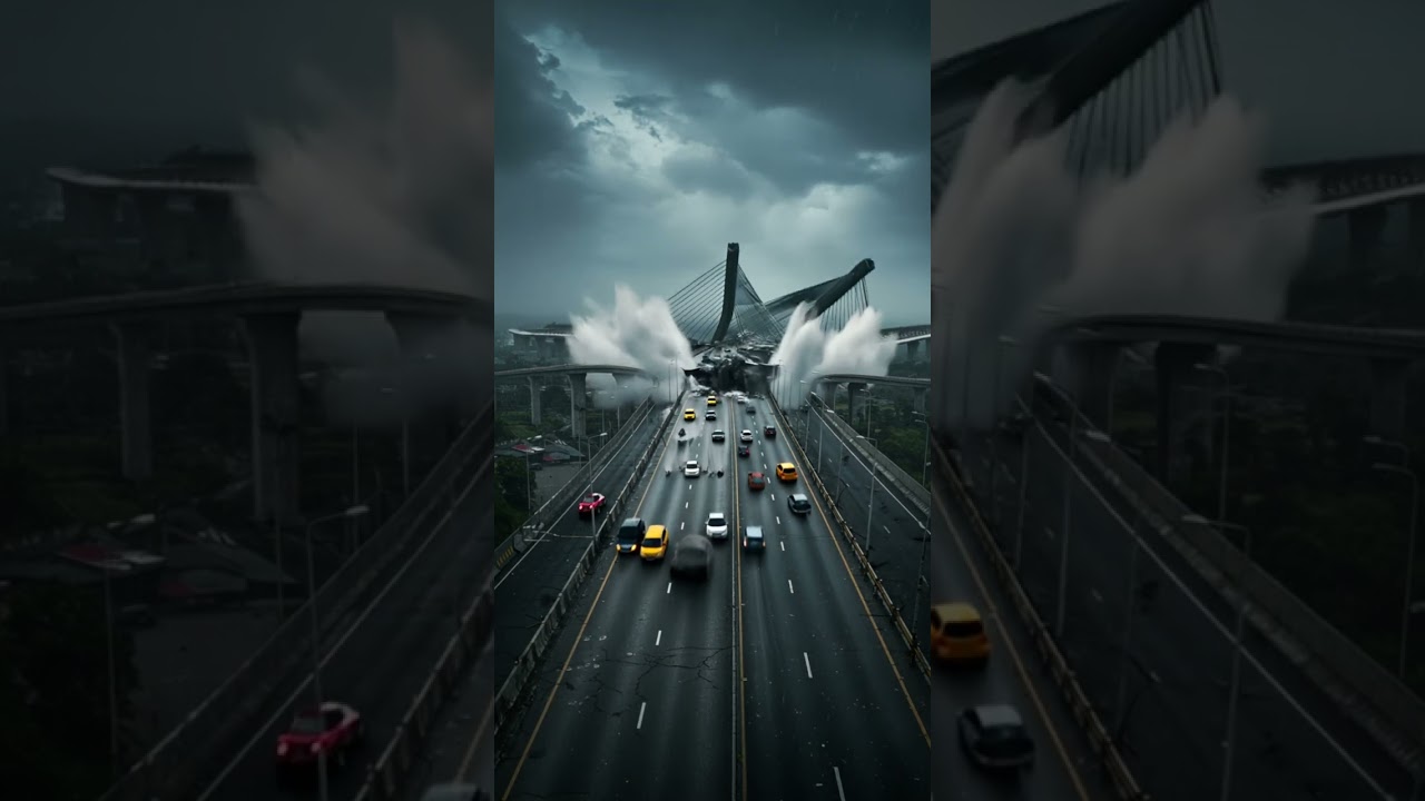 Highway Bridge Collapse 2025  Mega Disaster Simulation  AI Generated Apocalypse Scene #viral #shorts