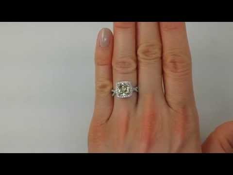 2.83 ctw Cushion Cut Diamond Engagement Ring Champagne SI1 - BigDiamondsUSA