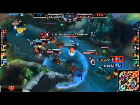 C9 4 for 2 Dragon Teamfight - C9 vs CLG Game 2 (NA LCS Spring 2015)