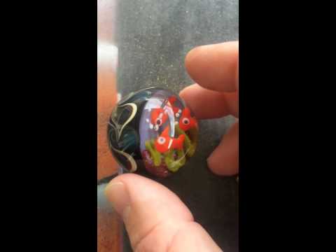 Serenity marbles and Mad Man Marbles collaboration boro fish marble