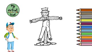 How To Draw a Scarecrow - Easy drawing, painting and coloring for kids