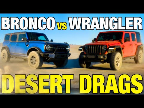 Drag Race in the Dirt!  Ford Bronco vs. Jeep Wrangler | 0-60, Horsepower, Off-Roading & More