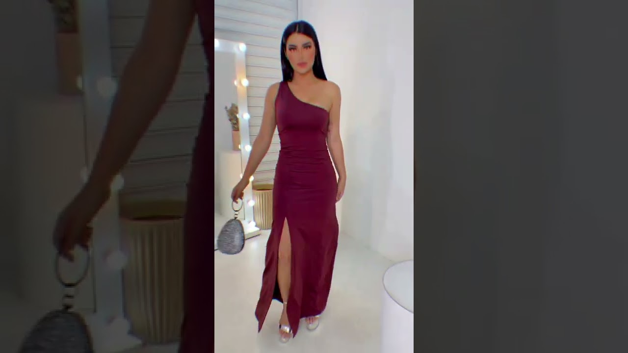 Vestido longo de festa, Madrinha, Formatura, Casamento Convidada, um ombro só com fenda lateral