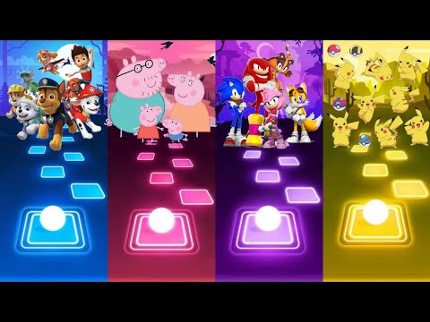 Paw Patrol Team VS Peppa Pig Team VS Sonic Team VS Pikachu Team - Tiles Hop Edm Rush!