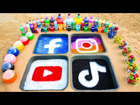 How to Make YouTube, TikTok, Facebook & Instagram Logos Using Orbeez, Coca Cola vs Mentos and Sodas