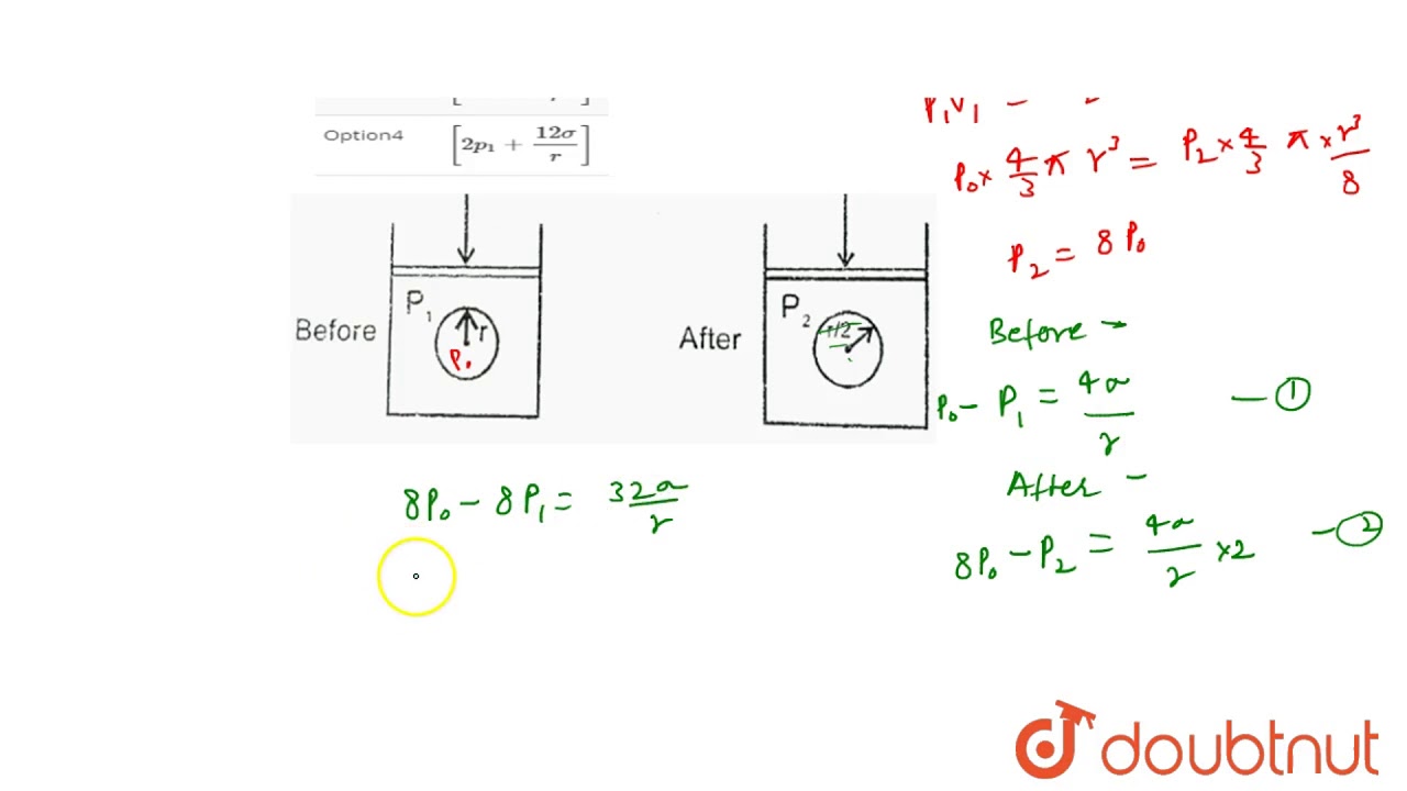 Putar video A cylinder with a movable piston contains air under a pressure `p_(1)` and a soap bubble of radius sekarang A cylinder with a movable piston contains air under a pressure `p_(1)` and a soap bubble of radius
