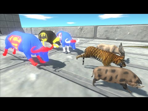 Escape from SUPERMAN, BATMAN & CAPTAIN AMERICA BUFFALOES - Animal Revolt Battle Simulator