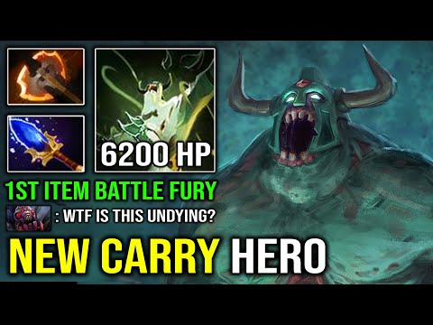 WTF 1st ITEM Battle Fury Pro Undying 6200 HP Tank Carry with Full Aghanim Effect EZ MMR Dota 2
