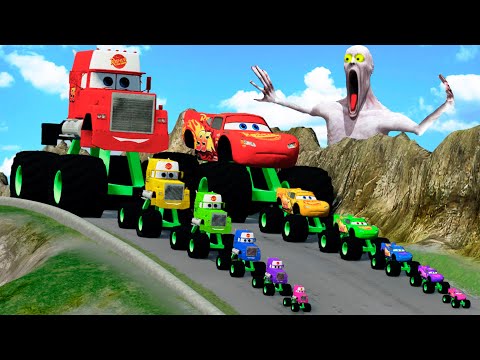 TRANSPORTING CARS & FRUITS WITH COLORED JOHN DEERE vs CLAAS vs FENDT TRACTORS - BeamNG.drive