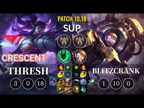 T1 Crescent Thresh vs Blitzcrank Sup - KR Patch 10.18