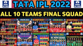 IPL 2022 | ALL TEAMS SQUAD | IPL 2022 ALL 10 TEAMS NEW FINAL SQUAD | RCB CSK LSG AHMEDABAD RR MI DC