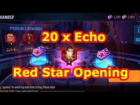 20 x  Echo Red Star Orb Opening | Counter to Infinity Watch | Marvel Strike Force - Free to Play