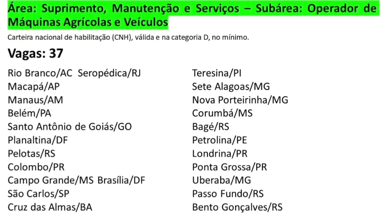 Resumo do Edital para o concurso Embrapa - Cargos de Assistente (nível fundamental incompleto)