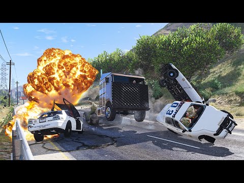 GTA 5 HAULER HEAVY TRUCK CRASHES - SUPER CINEMATIC PICTURE WITH SLOW MO ep.36