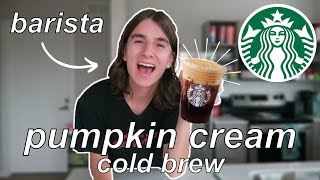 How To Make A Starbucks Pumpkin Cream Cold Brew At Home // by a barista