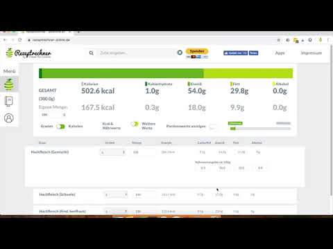 Rezeptrechner: Eigene Lebensmittel Hinterlegen