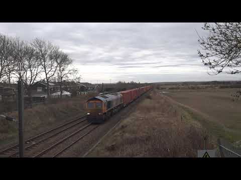 66767 approaching Cramlington with a Doncaster to Elderslie Freighliner Terminal