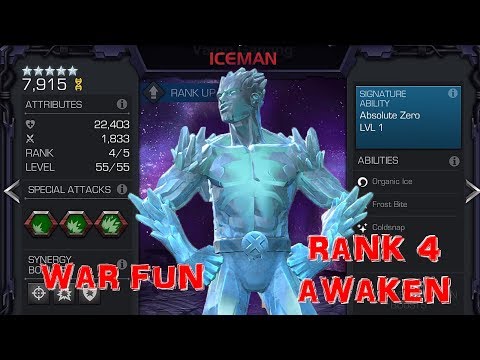 MARVEL CONTEST OF CHAMPIONS: Iceman 5-Star Upgrade To Rank 4 and Awaken | War Test