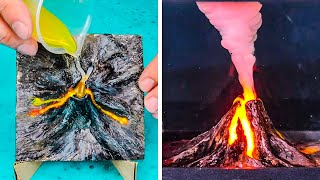 DIY VOLCANO DIORAMA || 5-Minute Decor Projects With Epoxy Resin and Clay!