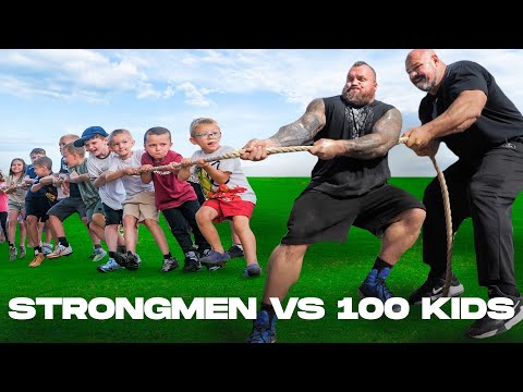 STRONGMEN VS 100 KIDS TUG OF WAR Ft. BRIAN SHAW & EDDIE HALL