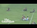 Players stage sit-down protest during promotion play-off in Argentina