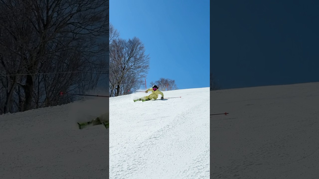春ガーラでカービングターン✨まだ朝は寒いので午前中は雪が締まっていて良い感じ⛷️ #ski #スキー #snow #栗山未来 #carving #gala #shorts