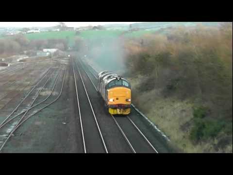 37218/37038 0C52 Heysham - Sellafield light engine move 13th January 2012 ! THRASH !