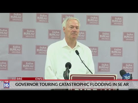 Governor Hutchinson tours flood damage in Southeast Arkansas